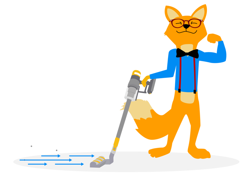 The Smart Home Fox is vacuuming coarse and fine particles.